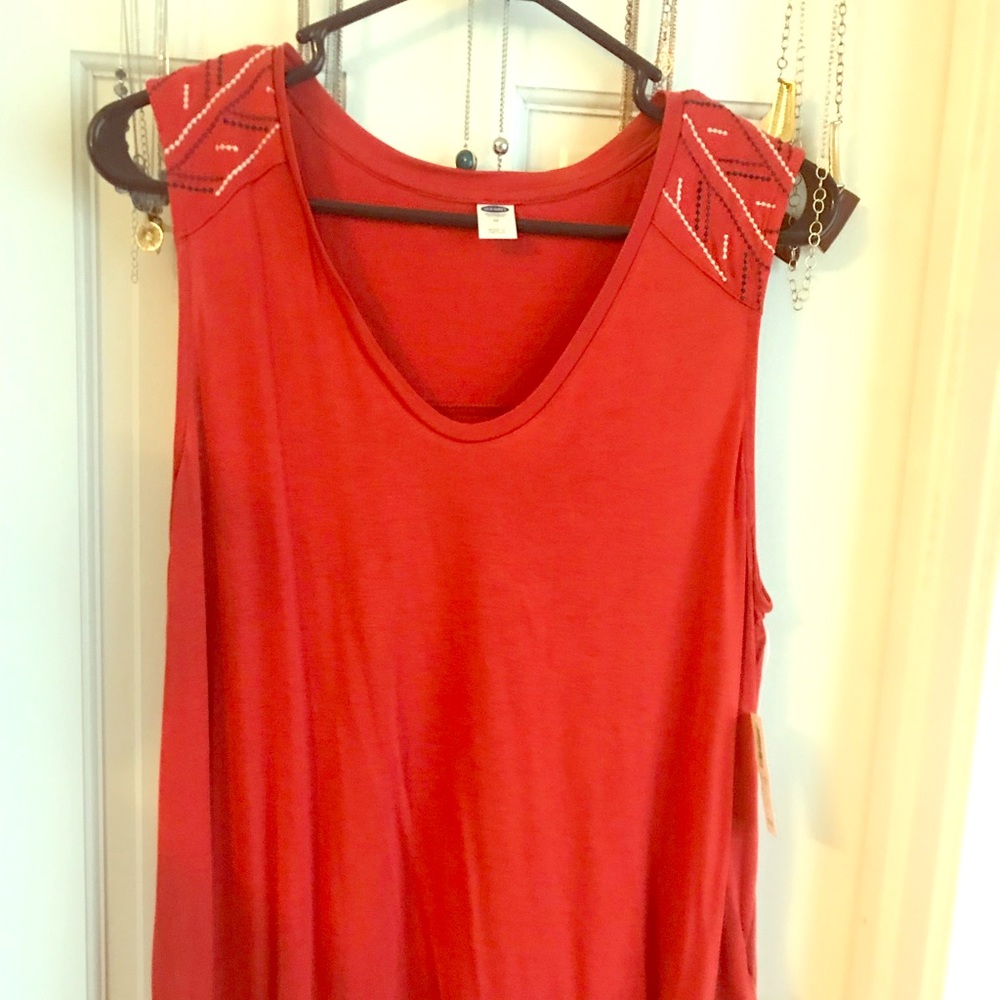 Orange Embroidered Tank